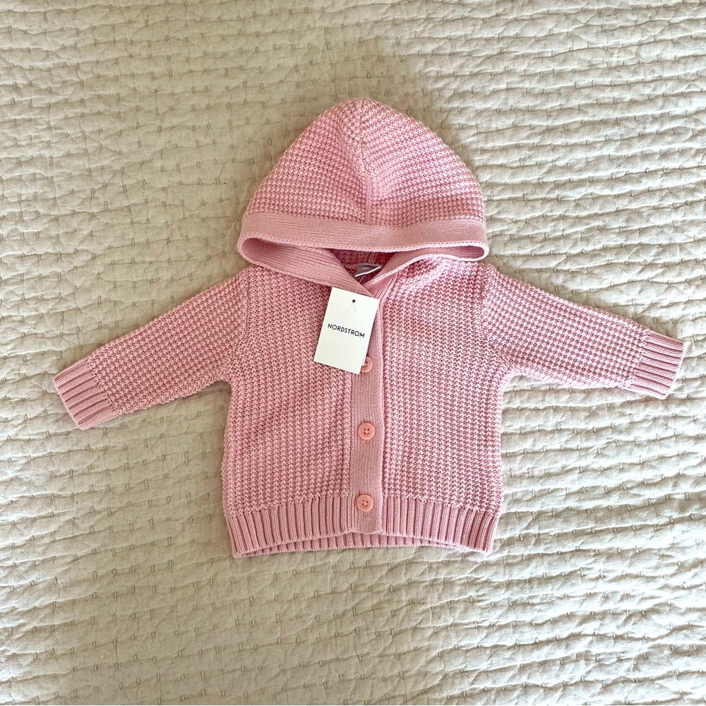 Nordstrom Hooded Cotton Cardigan Baby Sweater